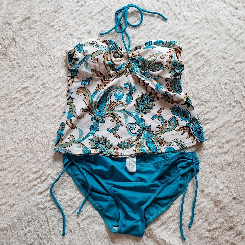 Teal Tankini and Bottoms